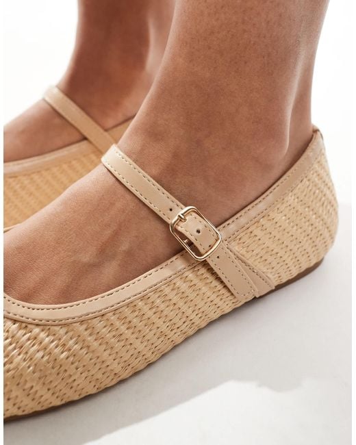 Seqwl - ballerines larges à boucle - raphia naturel SEQWL Wide Fit en coloris White