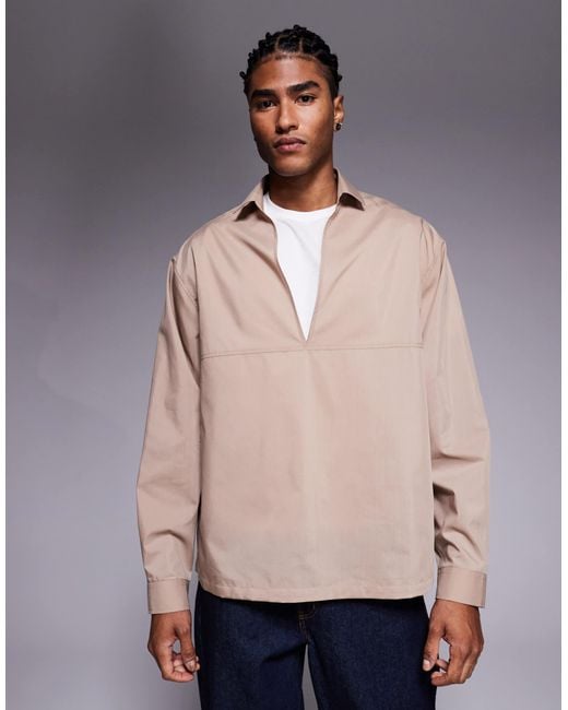 ASOS – oversize-schlupfhemd aus popeline in Gray für Herren