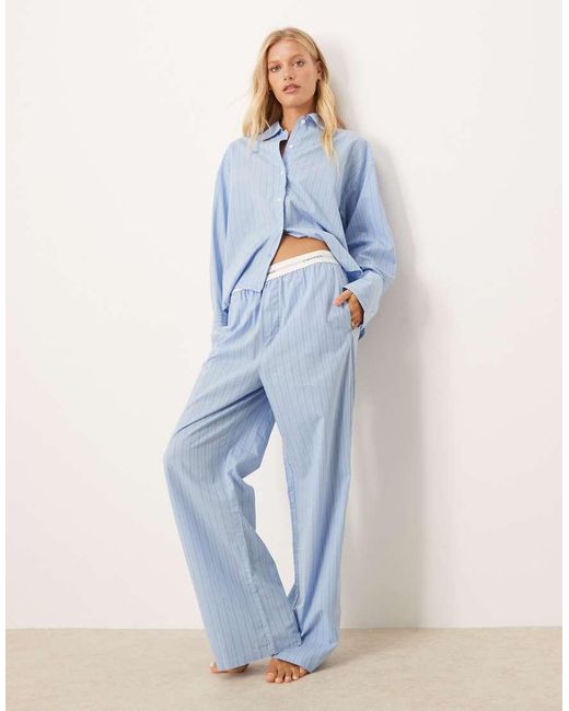 Calvin Klein Blue Cotton Poplin Pyjama Bottoms