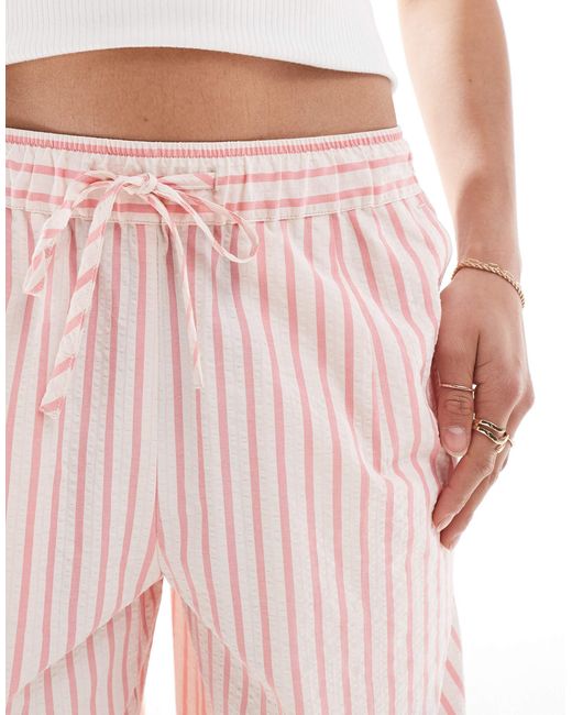ASOS Pink Petite – barrel-schlupfhose aus seersucker mit rosa streifen, kombiteil