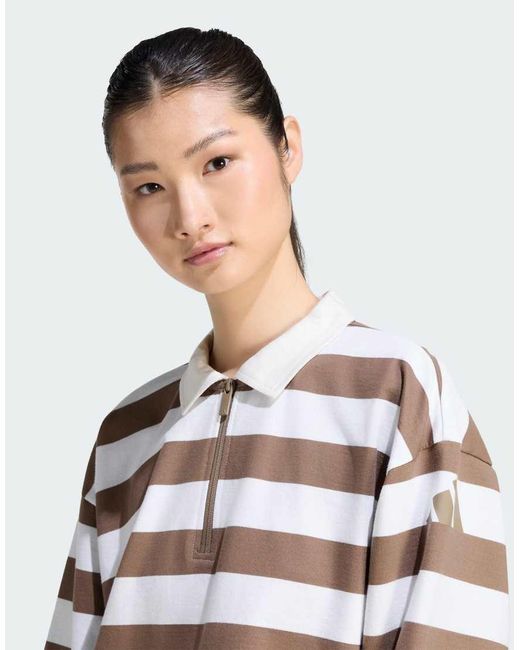 Adidas Originals White Adidas Sportswear Essentials Contemporary French Terry Longsleeve Polo