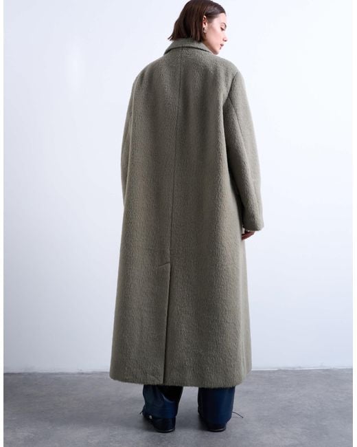 TOPSHOP Black 3 Button Brushed Coat With Wool
