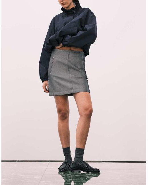 Calvin Klein Blue Metallic Denim Mini Skirt