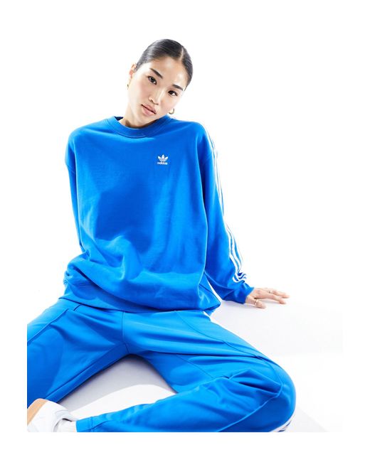 Felpa ebird con 3 strisce di Adidas Originals in Blue