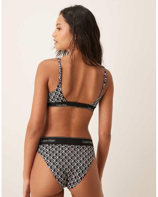 Calvin Klein Black Monogram Bralette Bikini Top