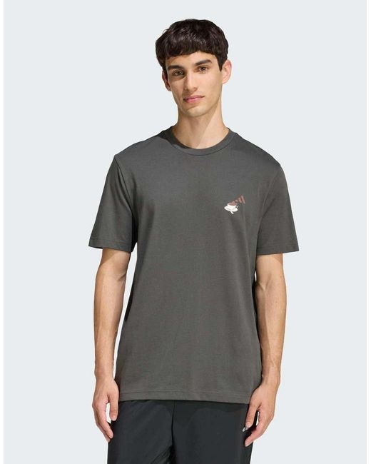 Adidas Originals Gray Coffee Cafe Cheesecake Graphic T-Shirt for men