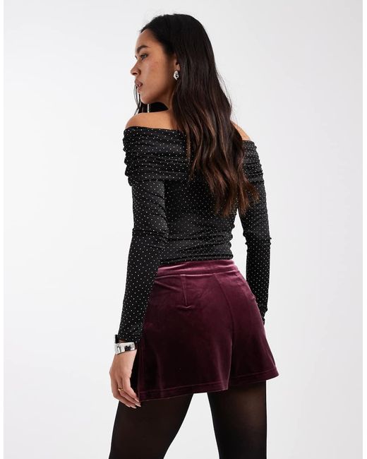 Miss Selfridge Black Tailo Velvet Micro Short