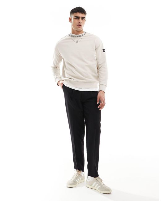 Calvin Klein White Running Logo Comfort Sweatshirt for men