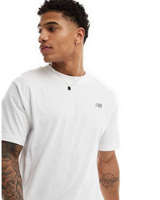 New Balance White New Balanace Small Logo T-Shirt for men