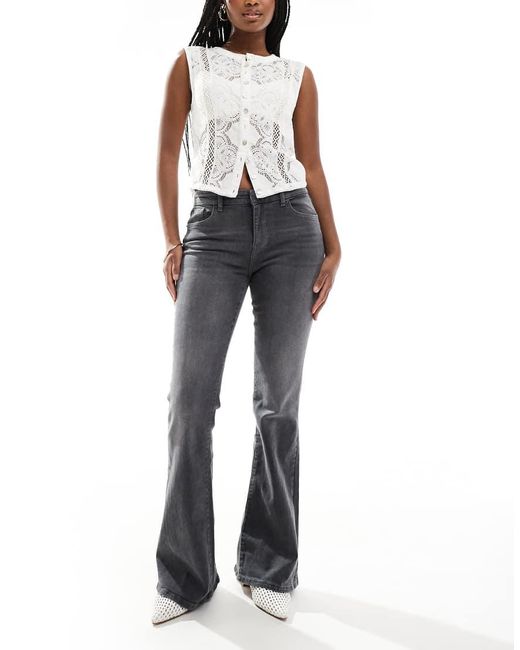 Bershka Blue High Waisted Flared Jeans
