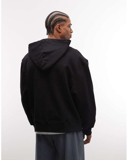 ASOS Blue Premium Heavyweight Oversized Zip Through Hoodie for men