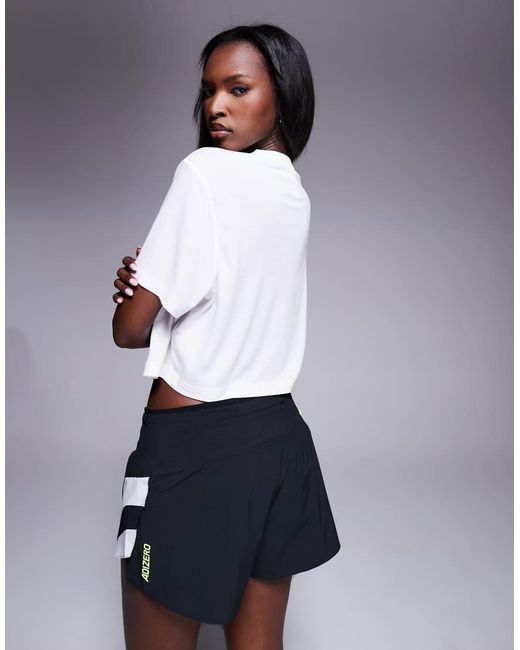 Adidas Originals White Adidas Running Adizero 3" Shorts With Side 3 Stripes