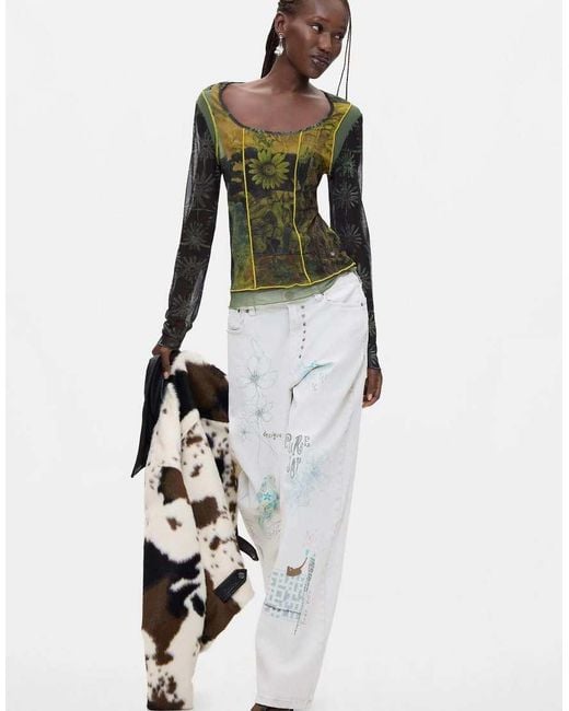 Desigual Black Printed Long-Sleeve T-Shirt