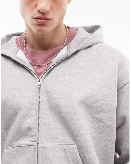 Weekday White Oversized Zip-through Hoodie for men
