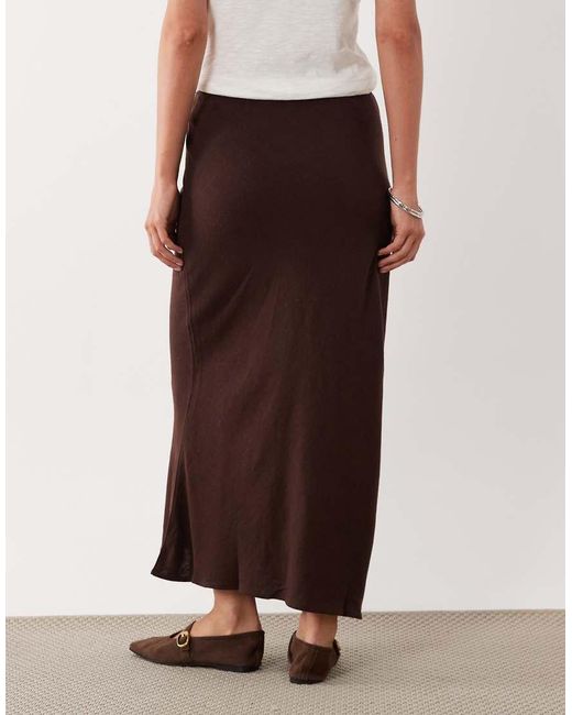 ASOS Brown Linen Bias Midaxi Skirt