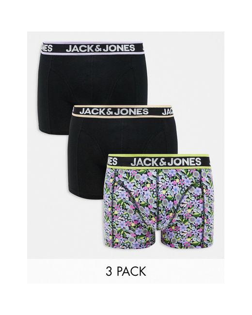 Jack & Jones Black 3 Pack Trunks for men