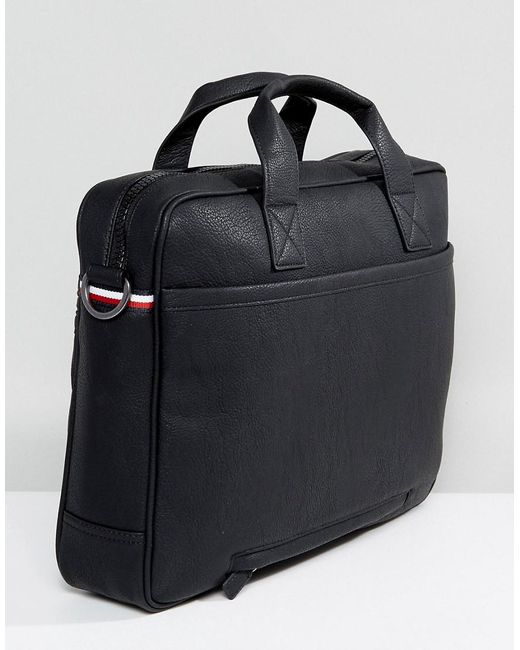 TOMMY HILFIGER Business Leather Computer Bag Black : : Fashion