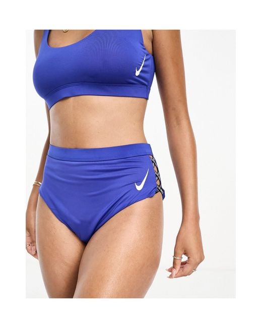 Nike Blue Icon Sneakerkini High Waist Cheeky Bikini Bottoms