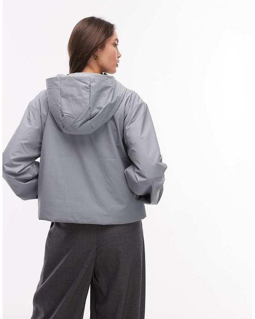 Chaqueta Corta Azul Claro Aislante Impermeable Con Capucha 15780 Lohja De Rains de color Gray