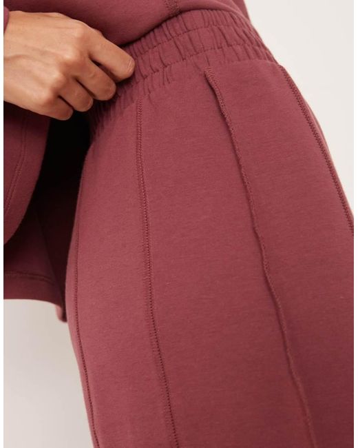 ASOS Red Interlock Super Wide Leg jogger With Seam Detail