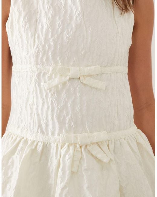 Sister Jane Natural Dream Sister Vitsippa Jacquard Boat Neck Sleeveless Bubble Hem Mini Dress