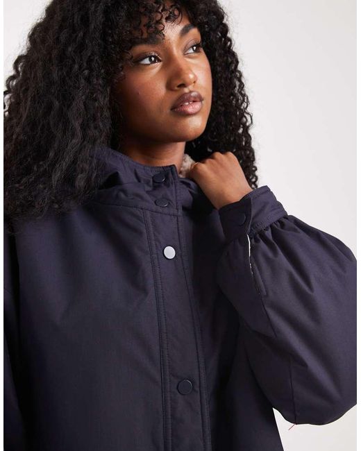 ASOS Blue Oversized Fleece Lined Rain Coat