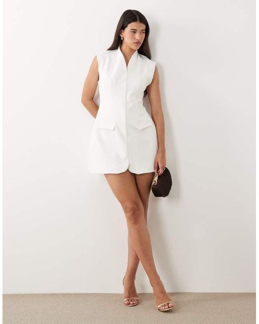 ASOS White Tailored High Break Point Mini Dress