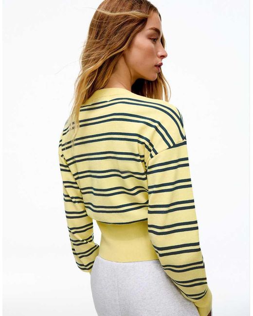 Bershka Yellow Round Neck Button-up Cardigan