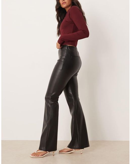 Abercrombie & Fitch Black High Rise Clean Waist Leather Slim Bootcut Trousers