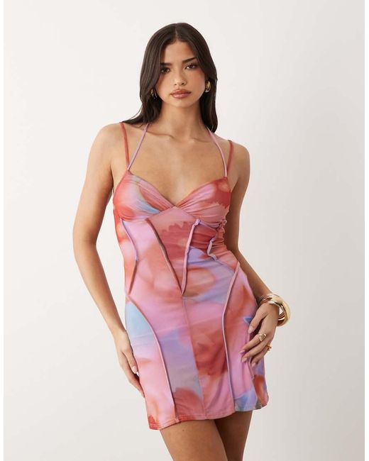 ASOS Pink Mesh Cami Mini Dress