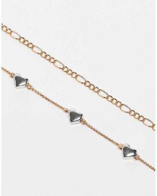 Reclaimed (vintage) White – e armbänder mit herzdetails im 2er-pack