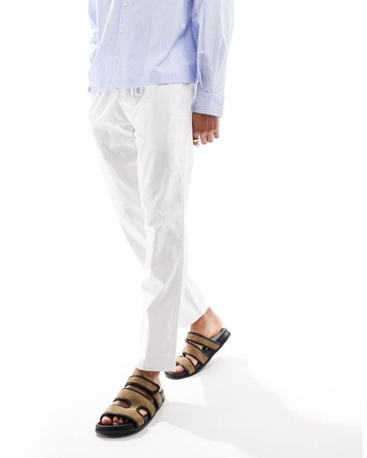 Hollister White Loose Linen Pull On Trouser for men