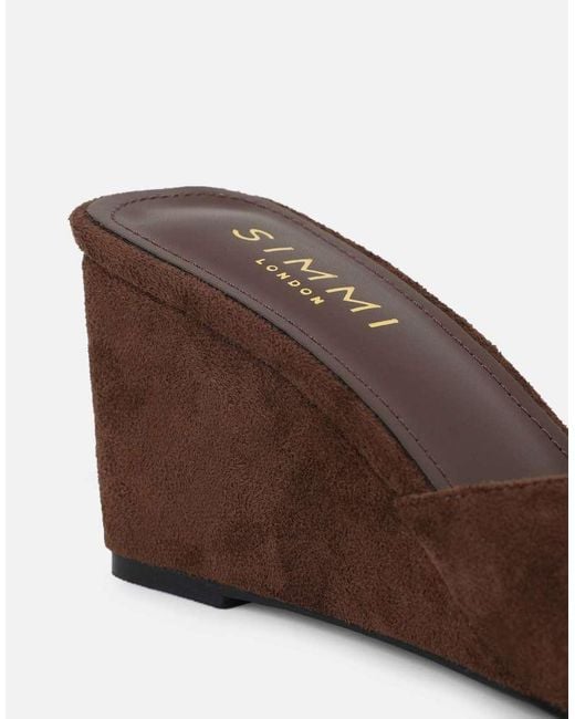 SIMMI Brown Iris Wedge Mules