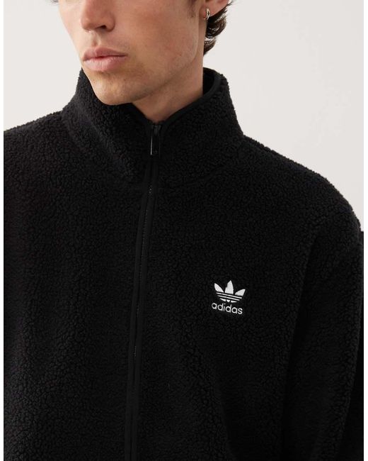 Adidas Originals Black Trefoil Essentials Teddy Fleece for men