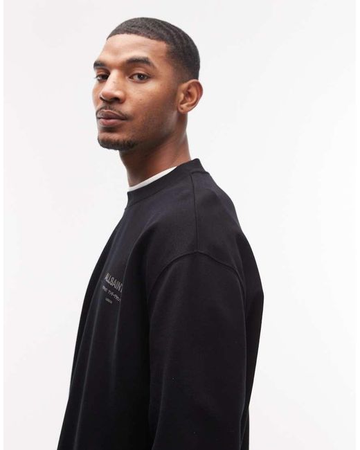 AllSaints Blue Xander Crewneck Logo Sweatshirt for men