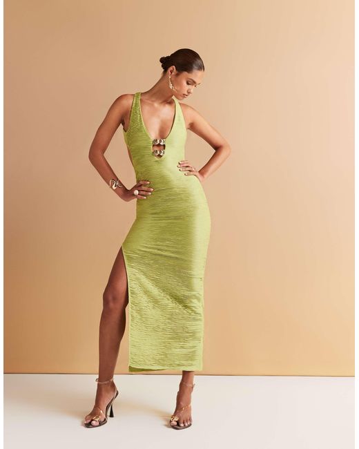 dress with gold shell Shop Vida Backless Maxi Dress With Shell Trim | Jaded London