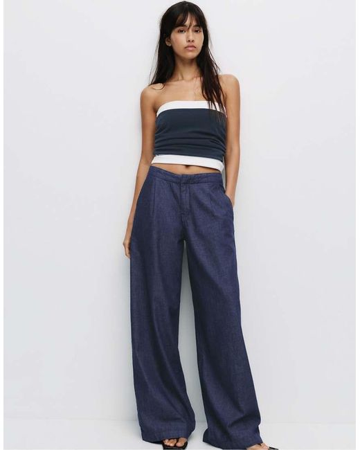 Pull&Bear Blue Loose-fitting Dart Jeans