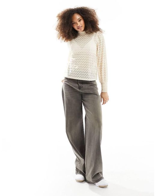 Jdy White Long Sleeve Lace Top