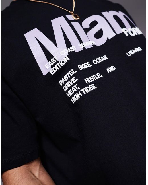 ASOS Blue Boxy Oversized T-shirt With Front City Print for men