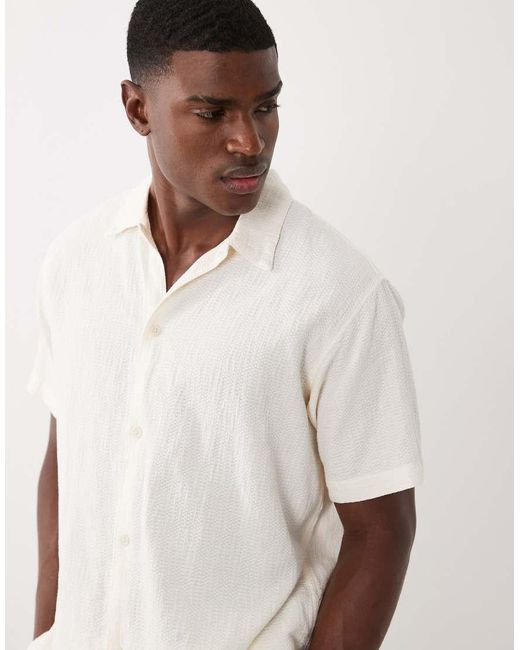 Jack & Jones White Textured Shirt for men