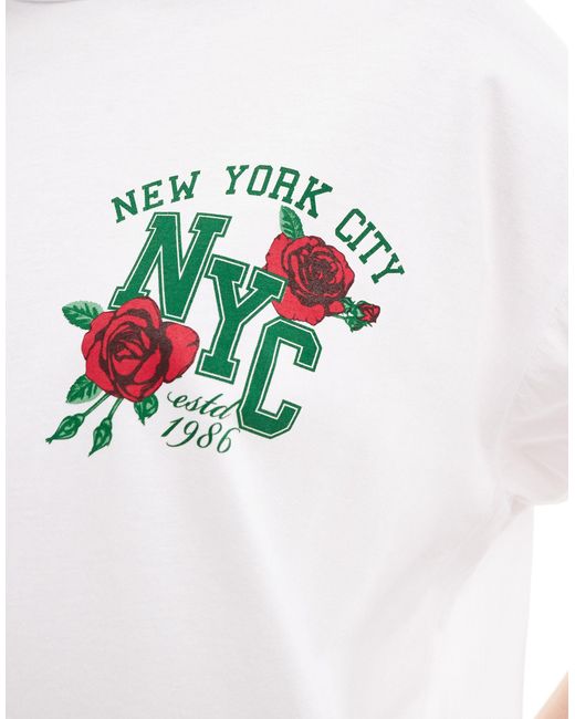 ASOS White Oversized T-shirt With Nyc Roses Graphic
