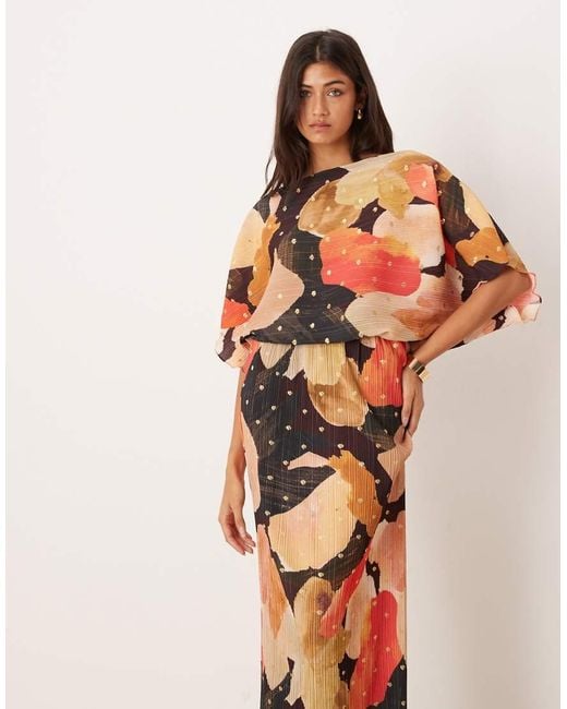 Never Fully Dressed Natural Tilly Off Shoulder Plisse Maxi Dress