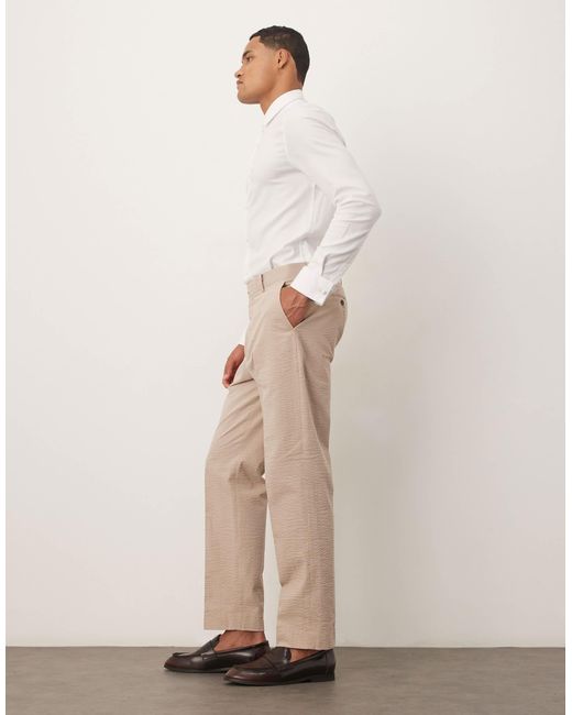 SELECTED – regular-fit-hose aus seersucker-stoff in White für Herren