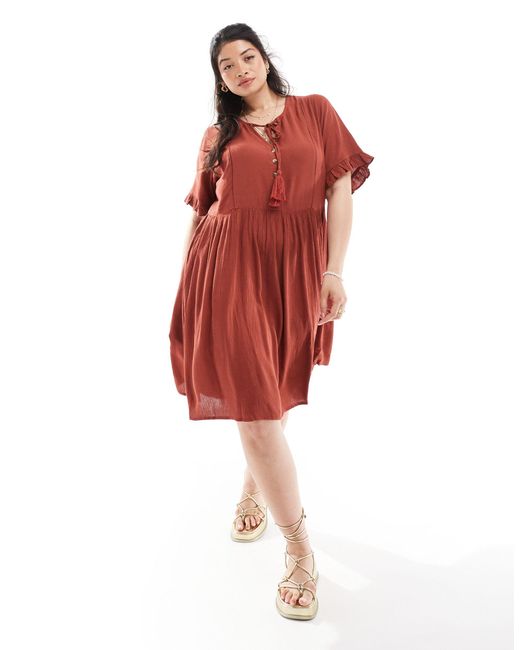 Yours Red Tie Front Midi Dress