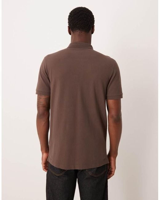 Abercrombie & Fitch Brown Short Sleeve Chest Logo Polo T-shirt for men