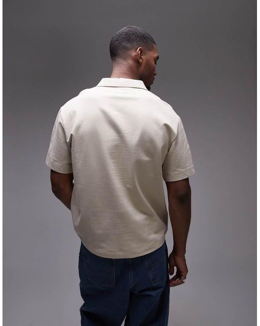Polo Pesante Squadrata Color Pietra Con Rever di Topman in Blue da Uomo