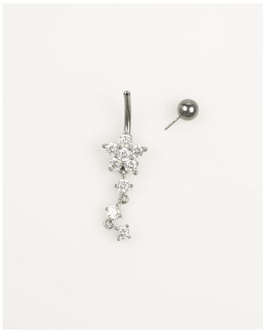 Lovisa White Titanium Cubic Zirconia Flower Triple Belly Piercing