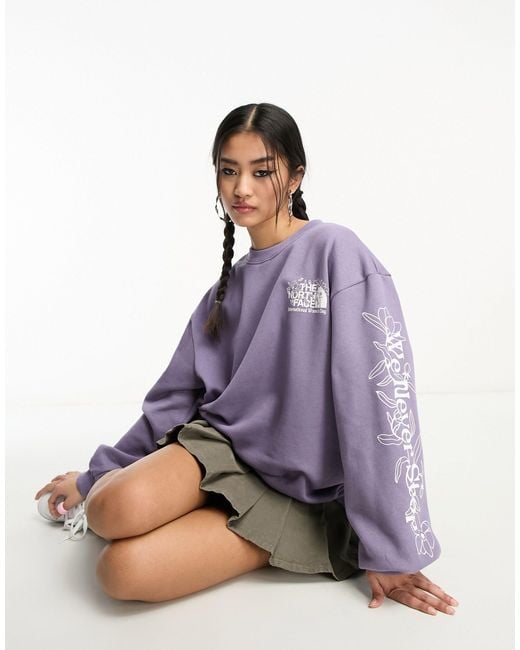 The North Face Purple International Womens Day Oversized Back Print Sweatshirt