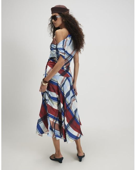 River Island White Satin Check Maxi Skirt