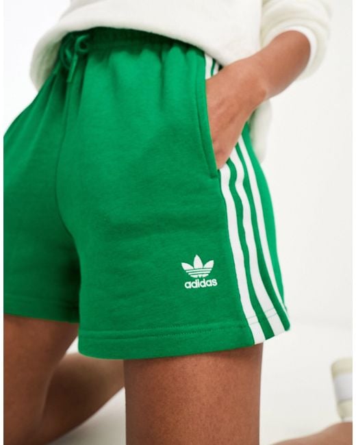 Adidas Originals Green Three Stripe Jersey Shorts